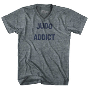 Judo Addict Adult Tri-Blend V-neck T-shirt - Athletic Grey