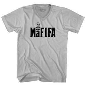 Mafifa Fifa Mafia Corruption Adult Tri-Blend V-neck T-shirt - Cool Grey