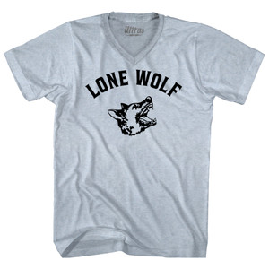 Lone Wolf Black Wolf Adult Tri-Blend V-neck T-shirt - Athletic White Lone Wolf Black Wolf Adult Tri-Blend V-neck T-shirt - Athletic White