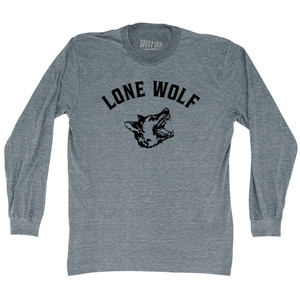 Lone Wolf Black Wolf Adult Tri-Blend Long Sleeve T-shirt - Athletic Grey