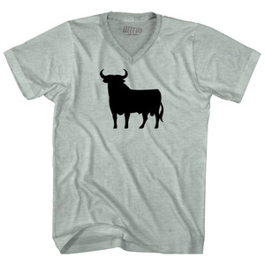 Spain Black Bull Adult Tri-Blend V-neck T-shirt - Athletic Cool Grey Spain Black Bull Adult Tri-Blend V-neck T-shirt - Athletic Cool Grey