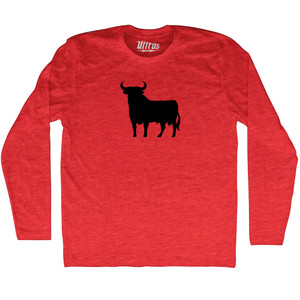 Spain Black Bull Adult Tri-Blend Long Sleeve T-shirt - Athletic Red Spain Black Bull Adult Tri-Blend Long Sleeve T-shirt - Athletic Red