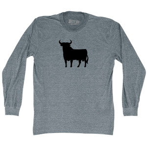 Spain Black Bull Adult Tri-Blend Long Sleeve T-shirt - Athletic Grey Spain Black Bull Adult Tri-Blend Long Sleeve T-shirt - Athletic Grey