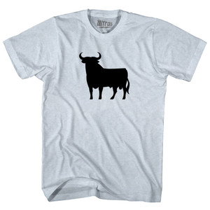 Spain Black Bull Adult Tri-Blend T-shirt - Athletic White