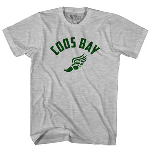 Prefontaine Coos Bay Running Wings Adult Cotton T-shirt - Grey Heather Prefontaine Coos Bay Running Wings Adult Cotton T-shirt - Grey Heather