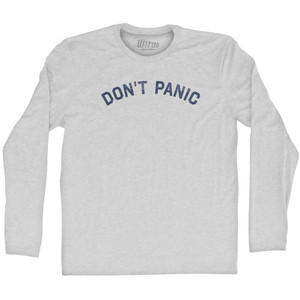 Don't Panic Adult Cotton Long Sleeve T-shirt - Grey Heather