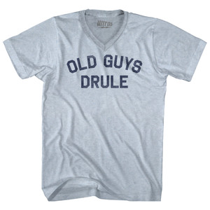Old Guys Drule Adult Tri-Blend V-neck T-shirt - Athletic White