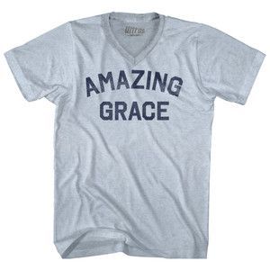 Amazing Grace Adult Tri-Blend V-neck T-shirt - Athletic White