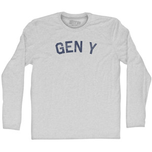 Gen Y Adult Cotton Long Sleeve T-shirt - Grey Heather