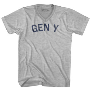 Gen Y Adult Cotton V-neck T-shirt - Grey Heather