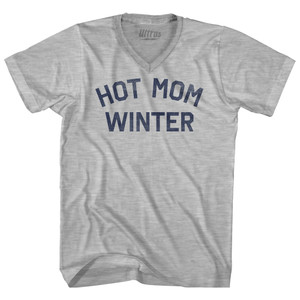 Hot Mom Winter Adult Cotton V-neck T-shirt - Grey Heather
