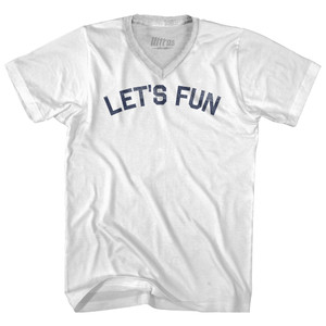 Let's Fun Adult Tri-Blend V-neck T-shirt - White
