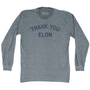 Thank You Elon Adult Tri-Blend Long Sleeve T-shirt - Athletic Grey