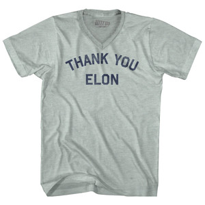 Thank You Elon Adult Tri-Blend V-neck T-shirt - Athletic Cool Grey