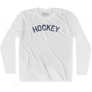 Hockey Adult Cotton Long Sleeve T-Shirt-White