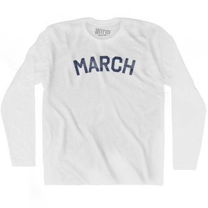 March Adult Cotton Long Sleeve T-Shirt - White