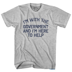 I Am With The Government And I'M Here To Help Womens Cotton Junior Cut T-Shirt-Grey Heather