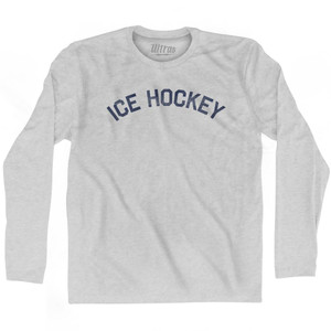 Ice Hockey Adult Cotton Long Sleeve T-Shirt - Grey Heather