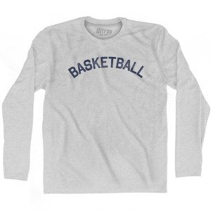 Basketball Adult Cotton Long Sleeve T-Shirt-Grey Heather Basketball Adult Cotton Long Sleeve T-Shirt-Grey Heather