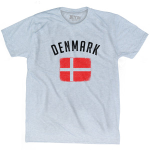 Denmark Country Flag Heritage Adult Tri-Blend T-shirt - Athletic White Denmark Country Flag Heritage Adult Tri-Blend T-shirt - Athletic White
