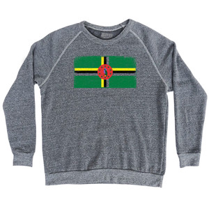 Dominica Country Flag Adult Tri-Blend Sweatshirt - Athletic Grey Dominica Country Flag Adult Tri-Blend Sweatshirt - Athletic Grey