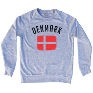 Denmark Country Flag Heritage Adult Tri-Blend Sweatshirt - Heather Grey Denmark Country Flag Heritage Adult Tri-Blend Sweatshirt - Heather Grey
