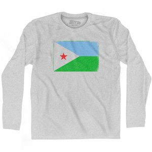 Djibouti Country Flag Adult Cotton Long Sleeve T-shirt - Grey Heather Djibouti Country Flag Adult Cotton Long Sleeve T-shirt - Grey Heather