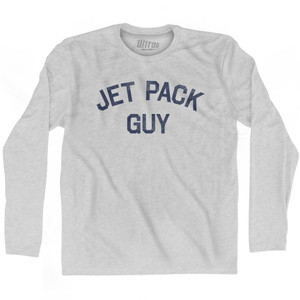 Jet Pack Guy Adult Cotton Long Sleeve T-Shirt - Grey Heather