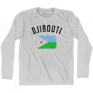 Djibouti Country Flag Heritage Adult Cotton Long Sleeve T-shirt - Grey Heather Djibouti Country Flag Heritage Adult Cotton Long Sleeve T-shirt - Grey Heather