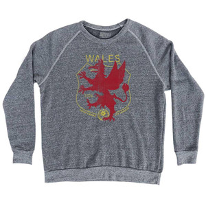 Wales Art Yellow Adult Tri-Blend Sweatshirt - Athletic Grey