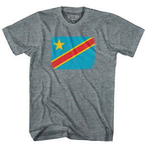 DR Congo Country Flag Adult Tri-Blend T-shirt - Athletic Grey