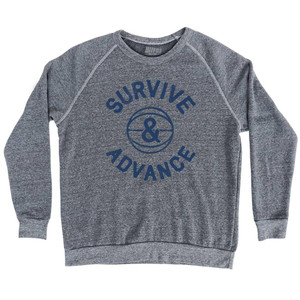 Survive and Advance Navy Art Adult Tri-Blend Sweatshirt - Athletic Grey Survive and Advance Navy Art Adult Tri-Blend Sweatshirt - Athletic Grey