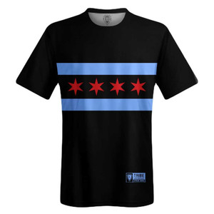 Chicago Flag Black Lacrosse Shooter Shirt - Black