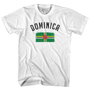 Dominica Country Flag Heritage Womens Cotton Junior Cut T-Shirt - White Dominica Country Flag Heritage Womens Cotton Junior Cut T-Shirt - White