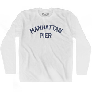 Manhattan Pier Adult Cotton Long Sleeve T-Shirt-White