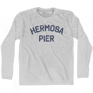 Hermosa Pier Adult Cotton Long Sleeve T-Shirt - Grey Heather