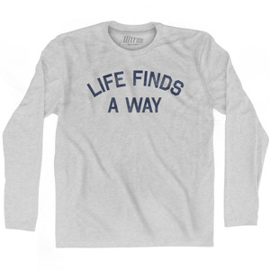 Life Finds A Way Adult Cotton Long Sleeve T-Shirt - Grey Heather