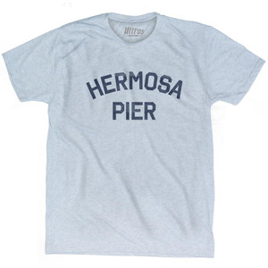 Hermosa Pier Adult Tri-Blend T-Shirt - Athletic White