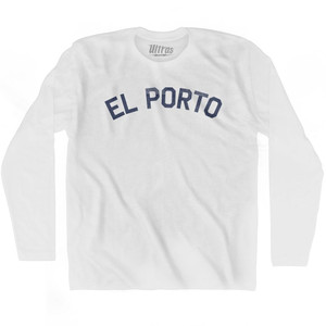 El Porto Adult Cotton Long Sleeve T-Shirt - White