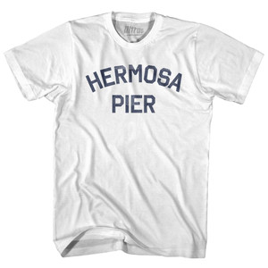 Hermosa Pier Adult Cotton T-Shirt - White Hermosa Pier Adult Cotton T-Shirt - White
