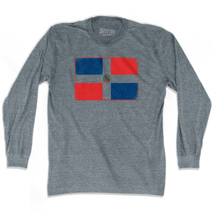 Dominican Republic Country Flag Adult Tri-Blend Long Sleeve T-shirt - Athletic Grey Dominican Republic Country Flag Adult Tri-Blend Long Sleeve T-shirt - Athletic Grey