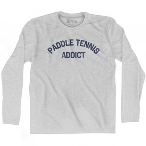 Paddle Tennis Addict Adult Cotton Long Sleeve T-shirt - Grey Heather Paddle Tennis Addict Adult Cotton Long Sleeve T-shirt - Grey Heather