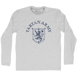Scotland Lion Crest Tartan Army Soccer Adult Cotton Long Sleeve T-Shirt - Grey Heather Scotland Lion Crest Tartan Army Soccer Adult Cotton Long Sleeve T-Shirt - Grey Heather