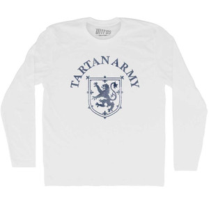 Scotland Lion Crest Tartan Army Soccer Adult Cotton Long Sleeve T-Shirt-White Scotland Lion Crest Tartan Army Soccer Adult Cotton Long Sleeve T-Shirt-White