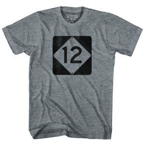 North Carolina Highway Road Sign 12 Adult Tri-Blend T-Shirt - Athletic Grey North Carolina Highway Road Sign 12 Adult Tri-Blend T-Shirt - Athletic Grey