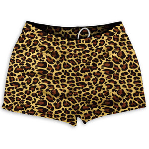 Cheetah Print Shorty Short Gym Shorts 2.5" Inseam Made in USA - Yellow Cheetah Print Shorty Short Gym Shorts 2.5" Inseam Made in USA - Yellow