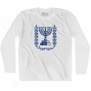 Jerusalem Crest Coat of Arms Adult Cotton Long Sleeve T-Shirt-White