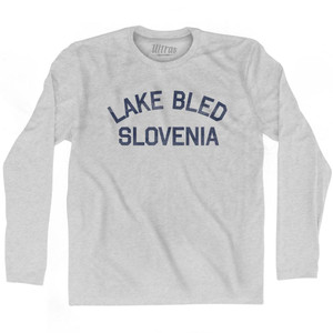 Lake Bled Slovania Adult Cotton Long Sleeve T-Shirt - Grey Heather