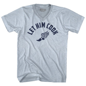 Let Him Cook Track Wings Adult Tri-Blend V-neck T-shirt - Athletic White Let Him Cook Track Wings Adult Tri-Blend V-neck T-shirt - Athletic White