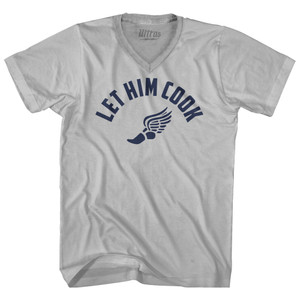 Let Him Cook Track Wings Adult Tri-Blend V-neck T-shirt-Cool Grey Let Him Cook Track Wings Adult Tri-Blend V-neck T-shirt-Cool Grey